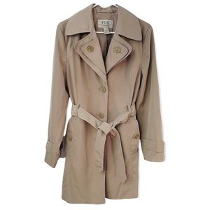 London Fog Single Breasted Belted Rain Trench Jacket Coat Medium
